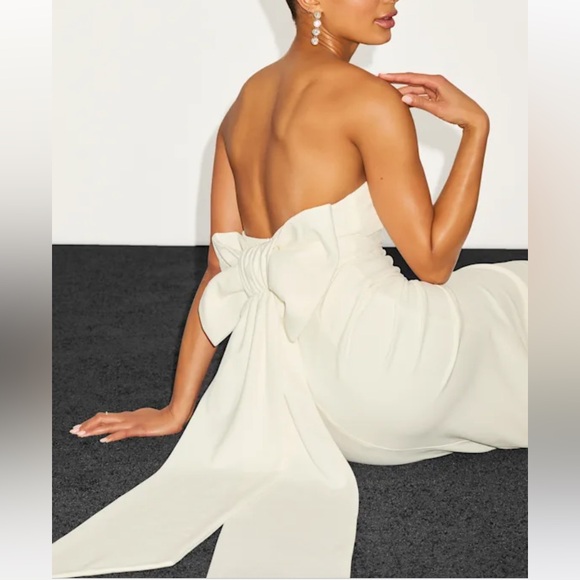NWT Lulus Fabulous Phenomenon White Strapless Bow Midi Dress - Picture 3 of 6